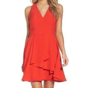 Adelyn Rae Asymmetrical Crepe Fit and Flare Dress